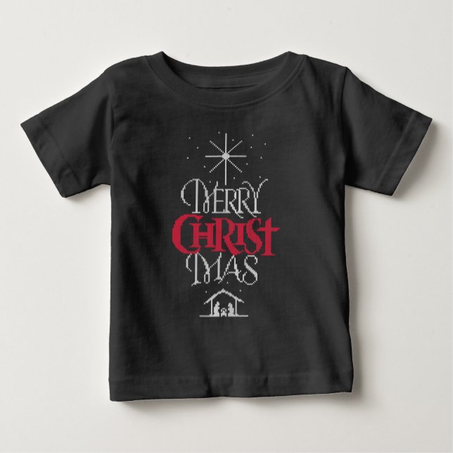 god jul Ugly Sweater Religiösa Christian Tee Shirt (Framsida)