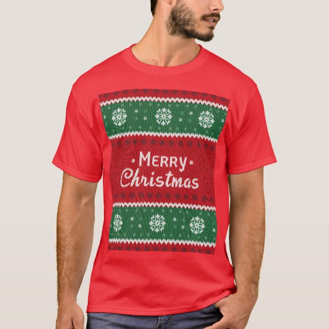 "God jul Ugly Sweater Stil T-Shirt" T Shirt (Framsida)