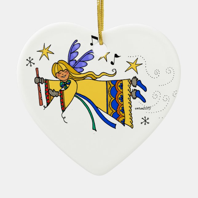 God jul ukrainsk folkart Angel Julgransprydnad Keramik (Framsidan)