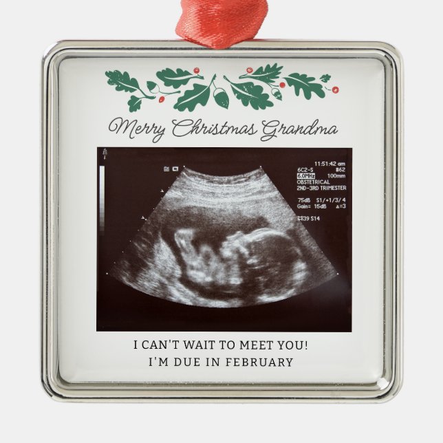 God jul Ultrasound Gravid Scan Grandma Julgransprydnad Metall (Framsidan)