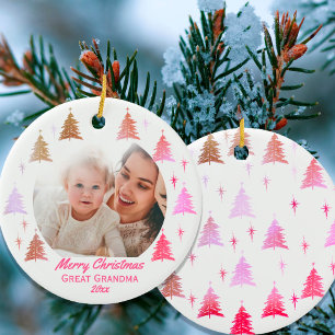 god jul Underbar Grandma Rosa Guld Photo Julgransprydnad Keramik