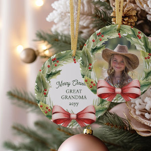 God jul Underbar mormor Holly andedräkt Foto på Julgransprydnad Keramik