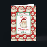 God jul Underbar Niece Santa Helgkort<br><div class="desc">Ett vackert underbart jullkort. Design mönster har jultomten som leker ansikte och en röd bakgrund. All text kan ändras efter behov för att anpassa - ändra dotter,  systerdotter och anpassa den sedan med ett namn och ett inre meddelande.</div>