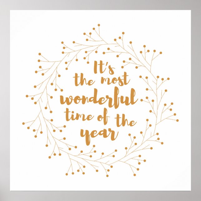 God jul - underbar tid - gyllene poster (Framsidan)