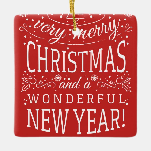 God jul & underbart år - fotomonogram julgransprydnad keramik (Framsida)