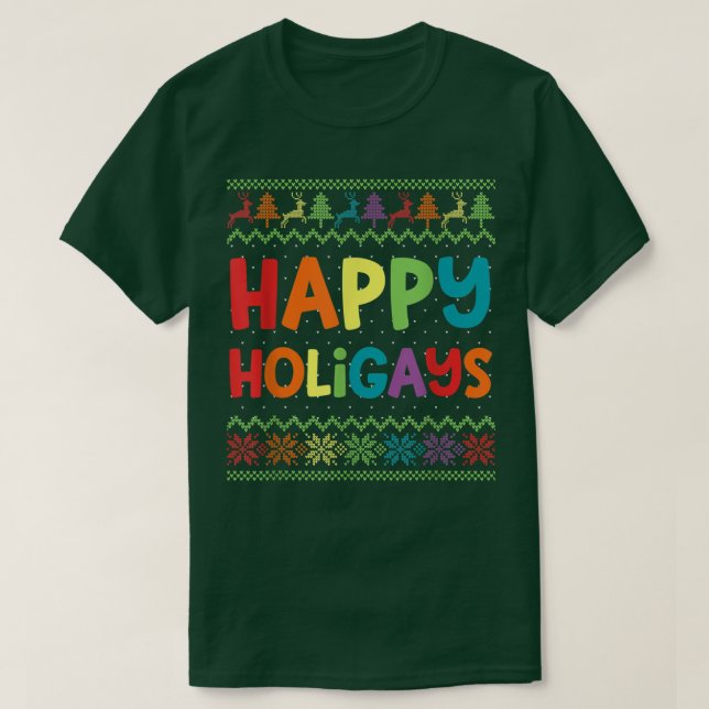 God jul, underbart hbt-Lycklig-liganer, ugglregn T Shirt (Design framsida)