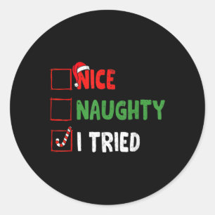 God jul, underbart, Naughty I, Helgdag Julafton Runt Klistermärke