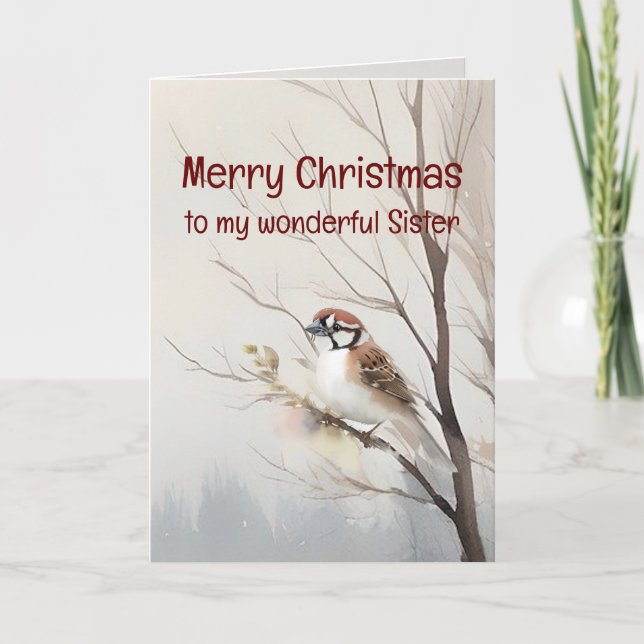 God jul Underbart syster Watercolor Kort (Framsida)