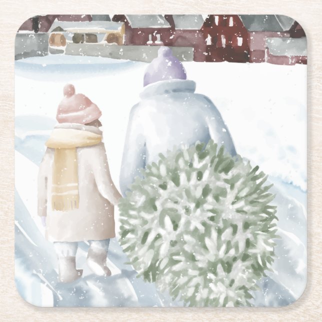 God Jul Underlägg Papper Kvadrat (Framsidan)