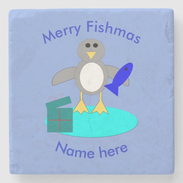 God jul Underlägg Penguin Stone Sten (Framsidan)
