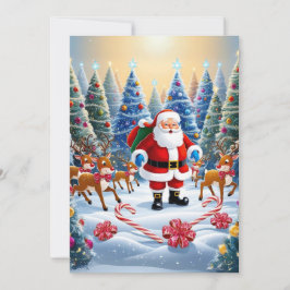 God jul, underland med Santa & Reindeer Julkort