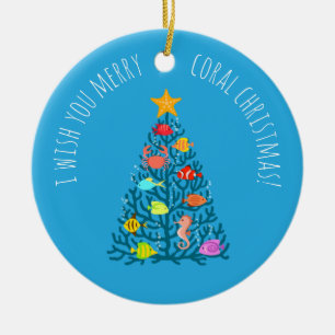 God jul Undersea Coral Tropical Fish Julgransprydnad Keramik