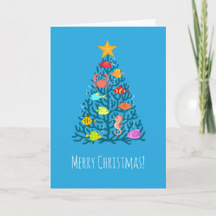 God jul Undersea Coral Tropical Fish Kort