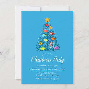 God jul Undersea Coral Tropical Fish Party Inbjudningar