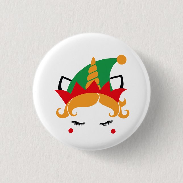 God jul Unicorn Elf Button Knapp (Framsida)