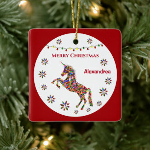 God jul Unicorn Glitter personalize Julgransprydnad Keramik