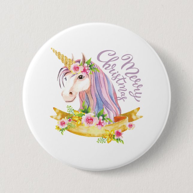 God jul Unicorn Pin Button Knapp (Framsida)