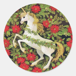 God jul Unicorn Runt Klistermärke