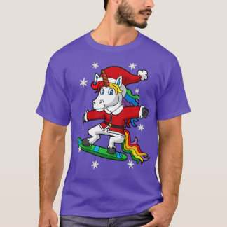 God jul, Unicorn Santa Snowboarding T Shirt