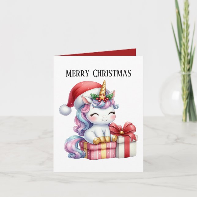 God jul Unicorn-tilläggsmeddelande Helgkort (Framsida)