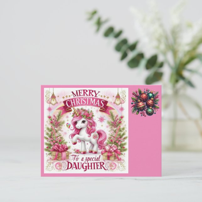 God Jul Unicorn Vykort (Stående Fram)