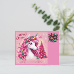 God Jul Unicorn Vykort