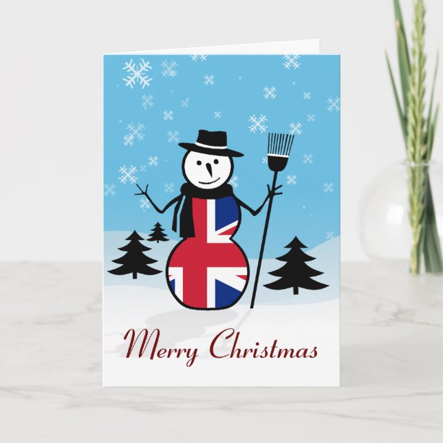 God jul Union Jack British Snögubbe Card Helgkort (Framsida)