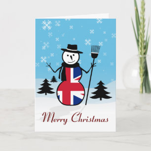 God jul Union Jack British Snögubbe Card Helgkort