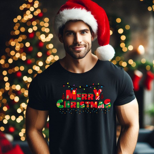God jul: Upplyst glädjen i typografi T Shirt (Skapare uppladdad)