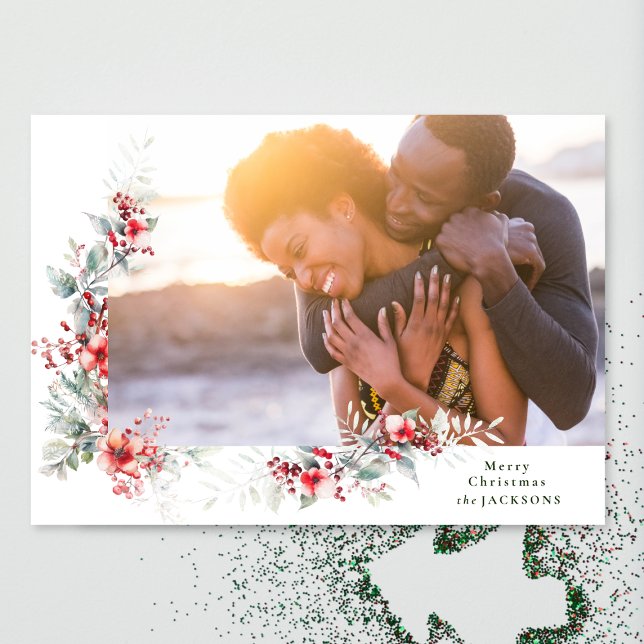 God jul Utandning av botaniska sidor Foto på Julkort (Skapare uppladdad)