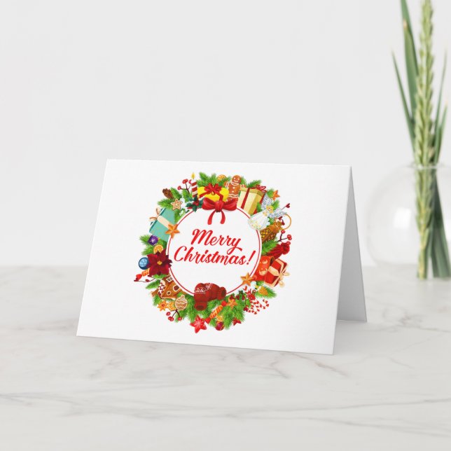 God jul Utandning med prydnadsföremål och gåvor Kort (Framsida)