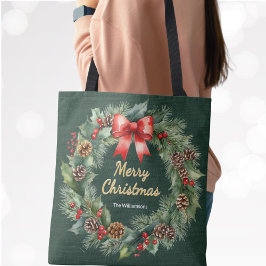 God jul Utandning med Röd Bow Personlig Tygkasse