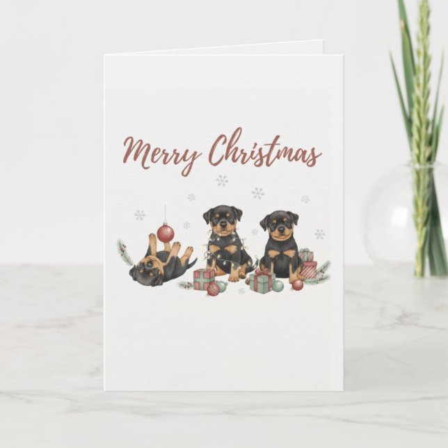 God Jul Valpar Kort Tre Jul Valp (Framsida)