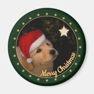 "God jul"-valpen med Santa Hat Magnet