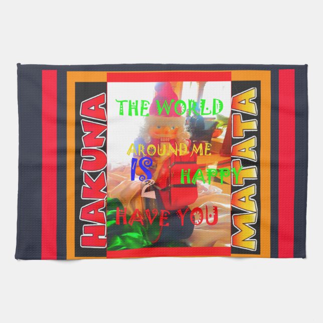 God jul Världen runt mig är lycklig Kökshandduk (Horisontell)