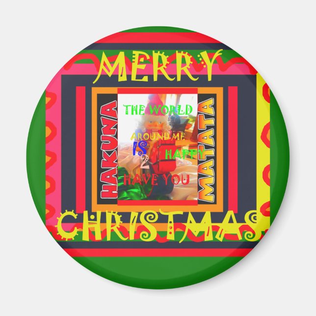 God jul Världen runt mig är lycklig Magnet (Framsidan)