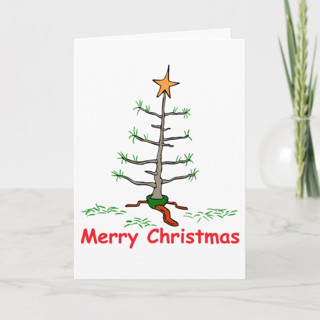 God jul, världens Saddest Träd Julafton Helgkort (Framsida)