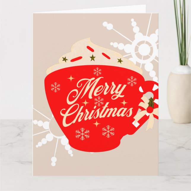 God Jul Varm Choklad Brun Snöflinga Kort (Framsida)