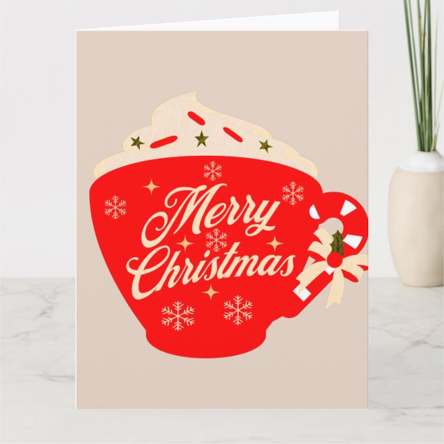 God Jul Varm Choklad Tan Snöflinga Kort (Framsida)