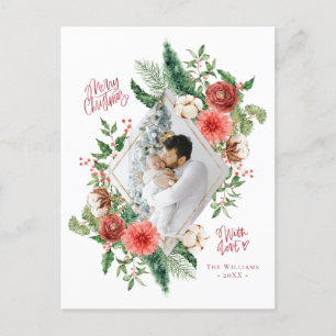 God Jul Vattenfärg Blommig Foto Högtid Vykort