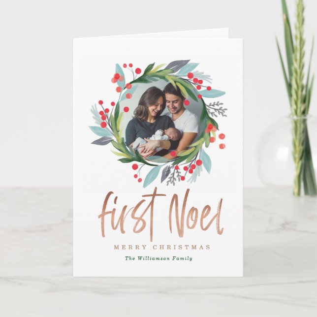 God jul | Vattenfärg Folium Fotokrans Helgkort (Framsida)