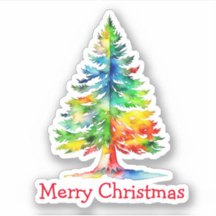 God Jul Vattenfärg Julgran Klistermärken
