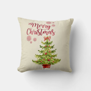 God jul,Vattenfärg Julgran Kudde