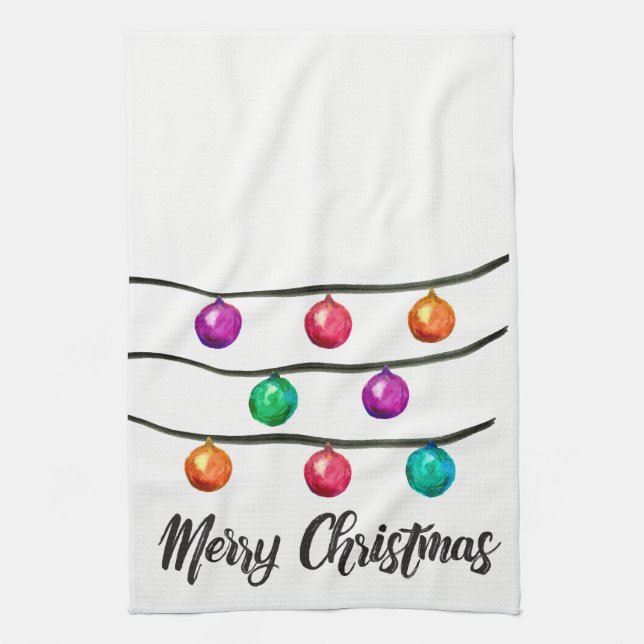 God jul, vattenfärg, ornament kökshandduk (Vertikal)