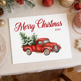 God Jul Vattenfärg Vintage Röd Lastbil År Vykort