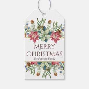 God Jul Vattenfärg Vinter Blommor Namn Presentetikett
