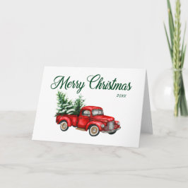 God jul vattenfärgen Vintage Lastbil år fold Kort