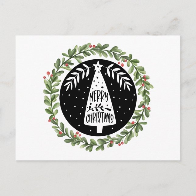 God jul Vattenfärgning Utandning Helg Vykort (Framsida)