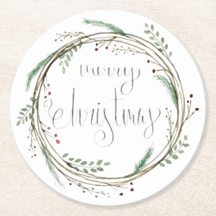 God jul Vattenfärgning Utandning Underlägg Papper Rund