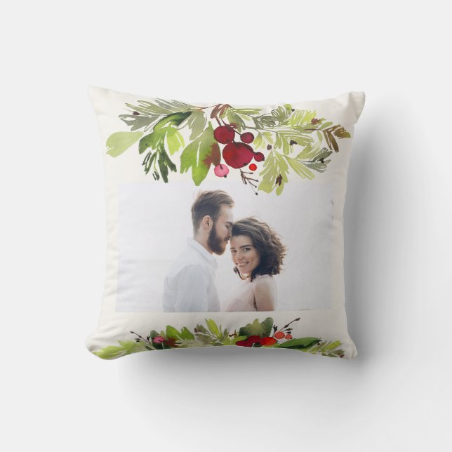 God jul vattenfärgsblad, foto Helgdag Kudde (Framsida)